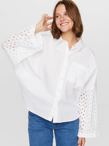 White Cotton Cut Out Blouse by Numph