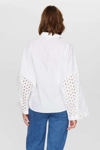 White Cotton Cut Out Blouse by Numph