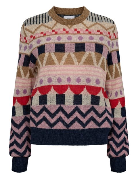 Pattern Mix Knit Pullover by Numph