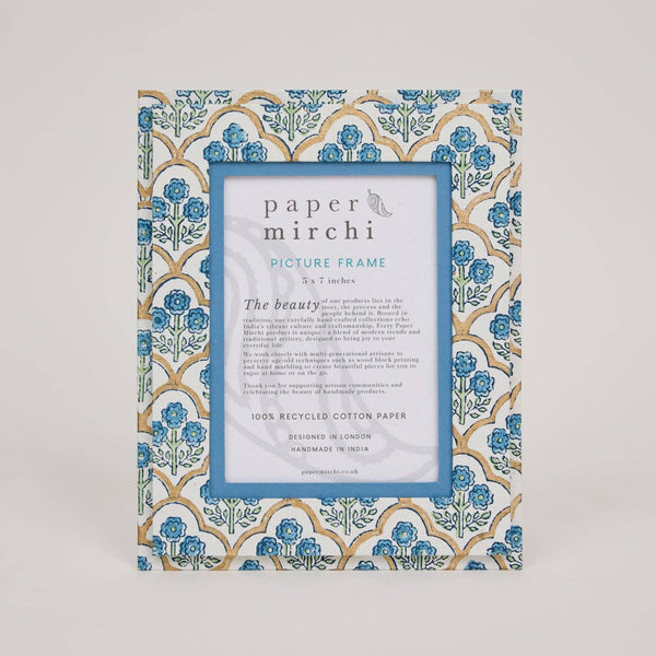 Indigo Trellis Block Printed Picture Frame (5X7)