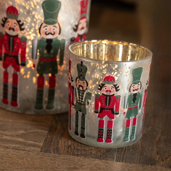 Nutcracker Glass Tea Light Holder