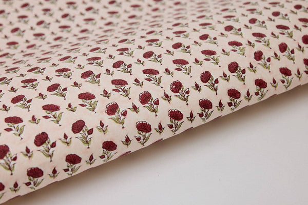 Block Printed Wrapping Paper Sheets - Ditsy Floral Scarlet