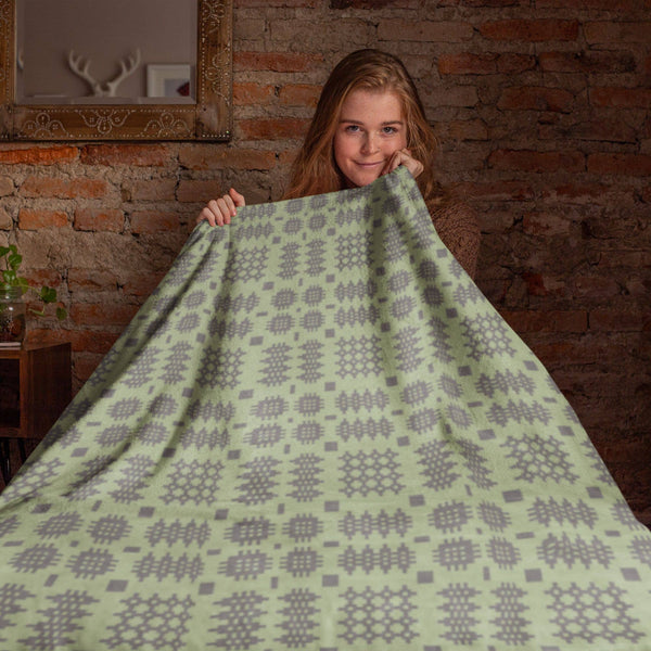 Sage Green Welsh Tapestry Style Throw