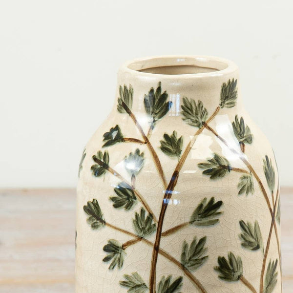 Green Foliage Ceramic Vase
