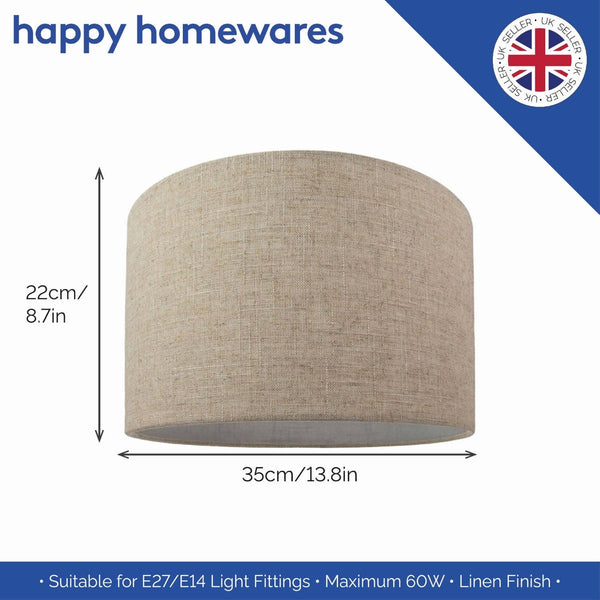 Contemporary and Stylish Natural Linen 14" Lamp Shade in Oatmeal - 35cm Diameter: Oatmeal / 14"