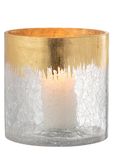 Large Crackle Glass Hurricane Candle Holder