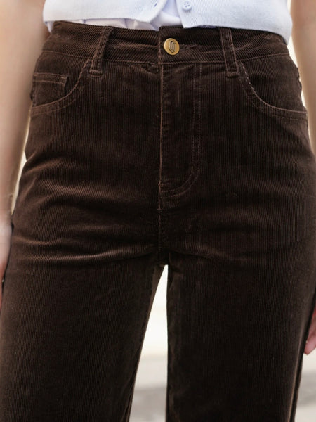 Chocolate Velvet Cord Jeans by Oraije