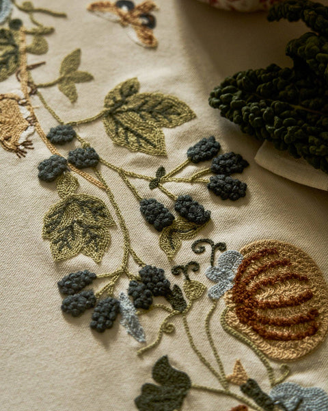 Autumn Forage Embroidered Table Runner by Sophie Allport
