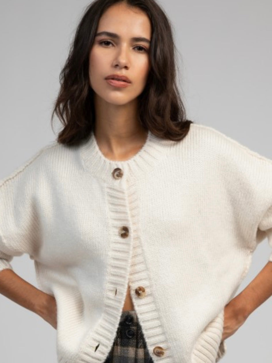 Ecru Chunky Cardigan by Ange