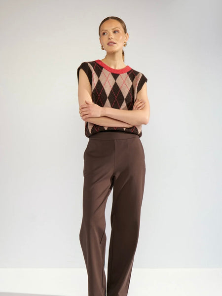 Chocolate Argyle Knitted Tank by Numph