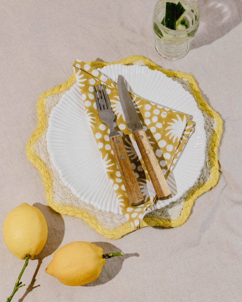 Duck Egg Sunburst Block Print Napkin