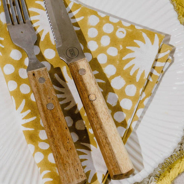 Yellow Sunburst Block Print Napkin