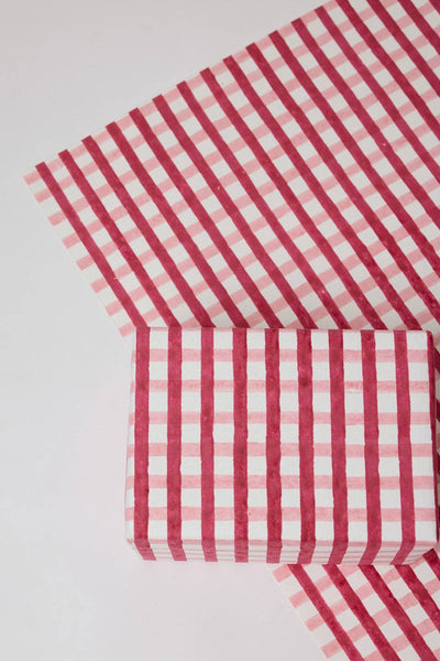 Block Printed Wrapping Paper Sheets - Gingham