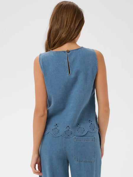 Denim Scallop Edge Top By Saint Tropez
