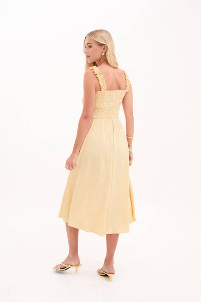 Yellow Stripe Smock Dress by Fika
