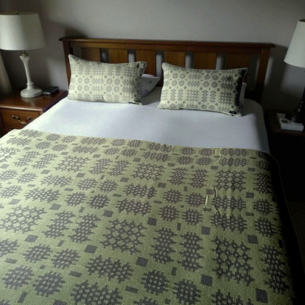 Sage Green Welsh Tapestry Style Throw