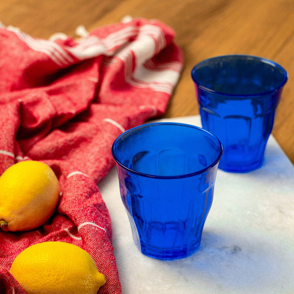 Cobalt Picardie Glass Drinking Tumbler