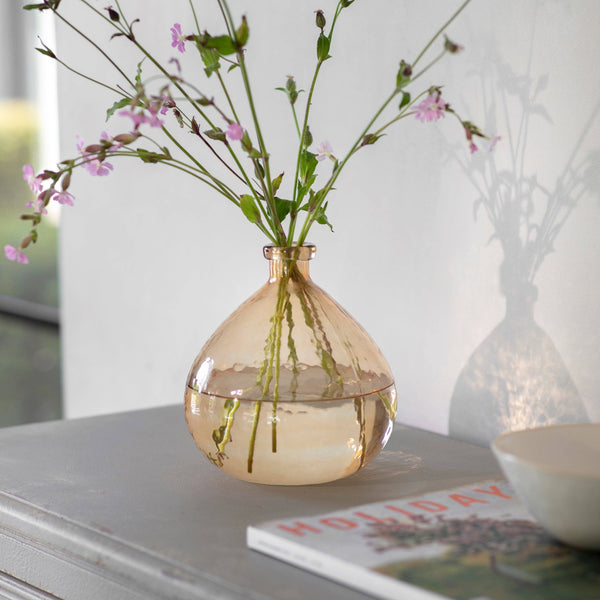 Amber Claymore Round Glass Vase
