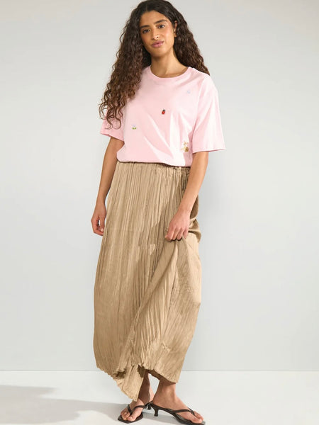 Champagne Crinkle Maxi Skirt by Nümph