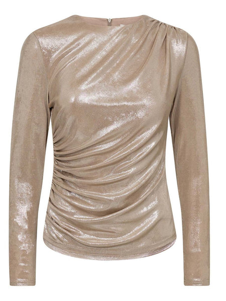 Champagne Jersey Lurex Blouse by Co’Couture
