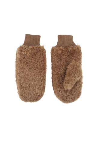 Camel Faux Fur Mittens