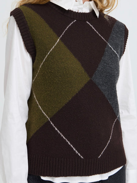 Chocolate Argyle Tank by B.Young