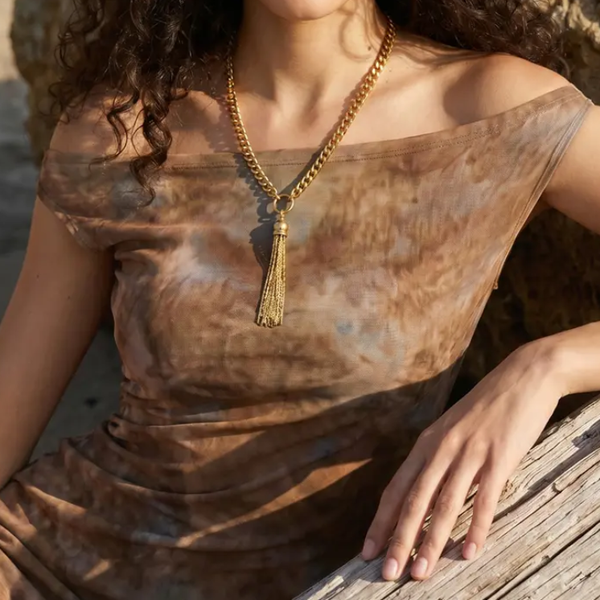 Gold Chunky Chain Tassel Necklace