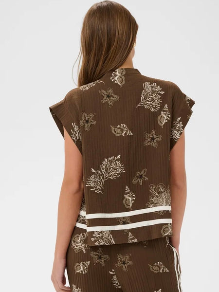 Chocolate Shell Print Blouse By Saint Tropez
