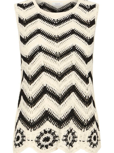 Cream Chevron Knit Vest by B Young