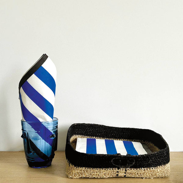 Blue striped paper napkin x20