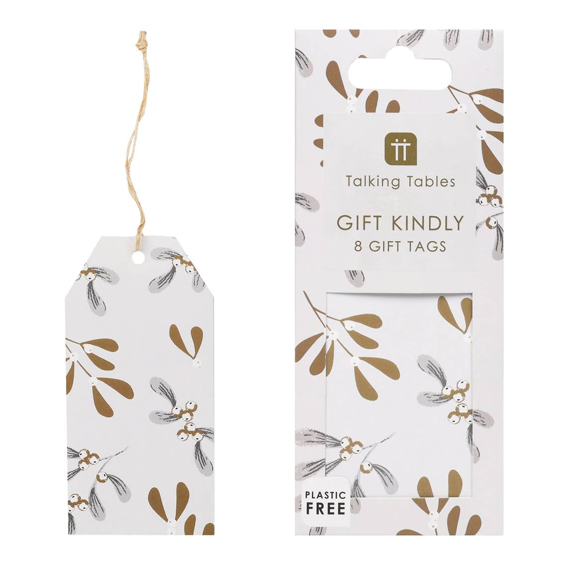 Mistletoe White Christmas Gift Tags 8 Pack