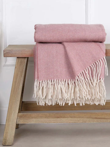 Soft Pink Pure Wool Throw