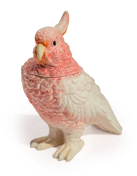 Large Pink Ceramic Parrot Storage Jar