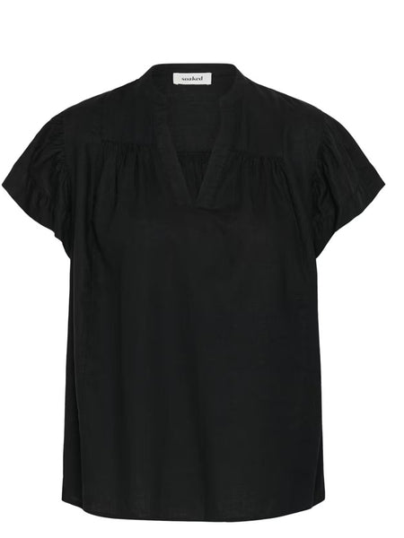 Black Linen Mix Blouse By Soaked