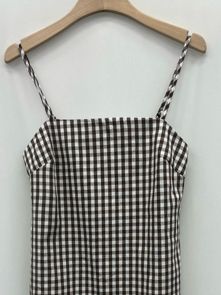Chocolate Gingham Mini Dress by Lili and Lala