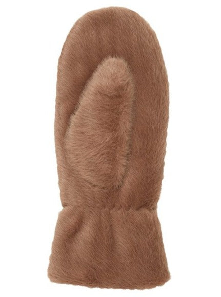 Camel Faux Fur Mittens by B Young