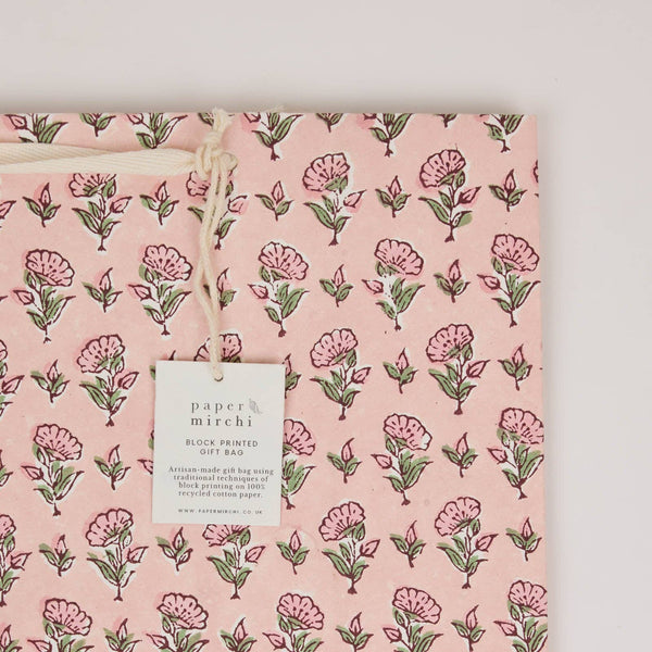 Pink Block Printed Gift Bags (Medium)