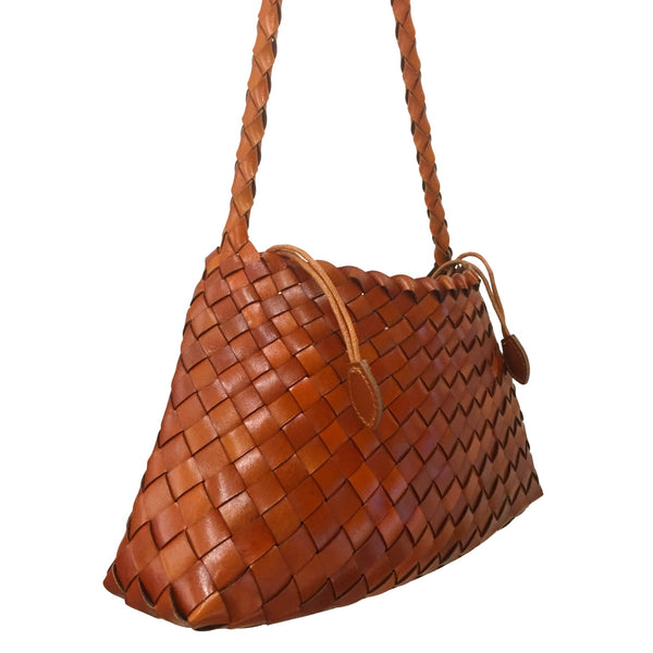 Tan Woven Shoulder Bag