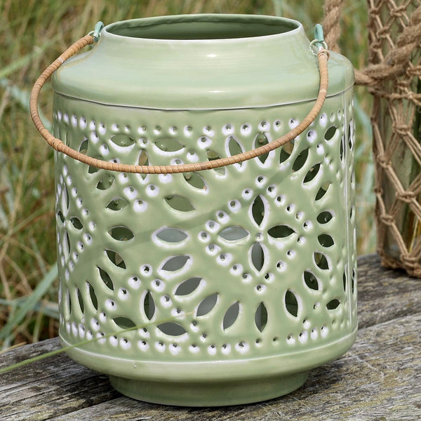 Sage Green Hurricane Candle Lantern