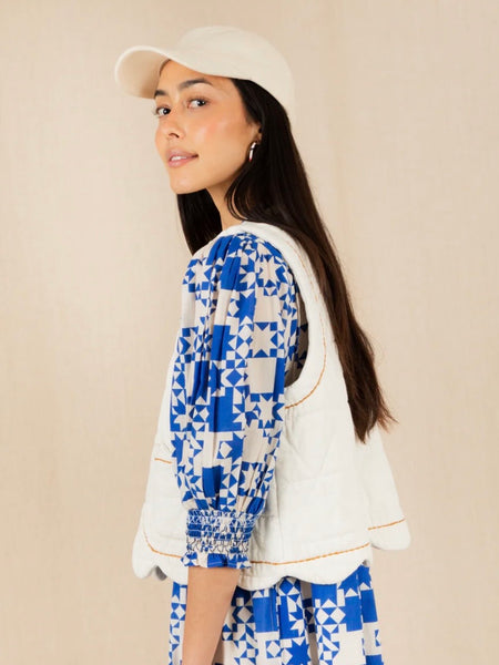 Ecru Denim Scallop Hem Gilet by Bonte