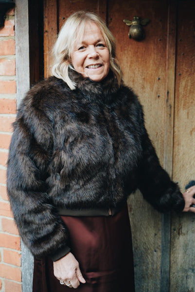 Brown Faux Fur Bomber