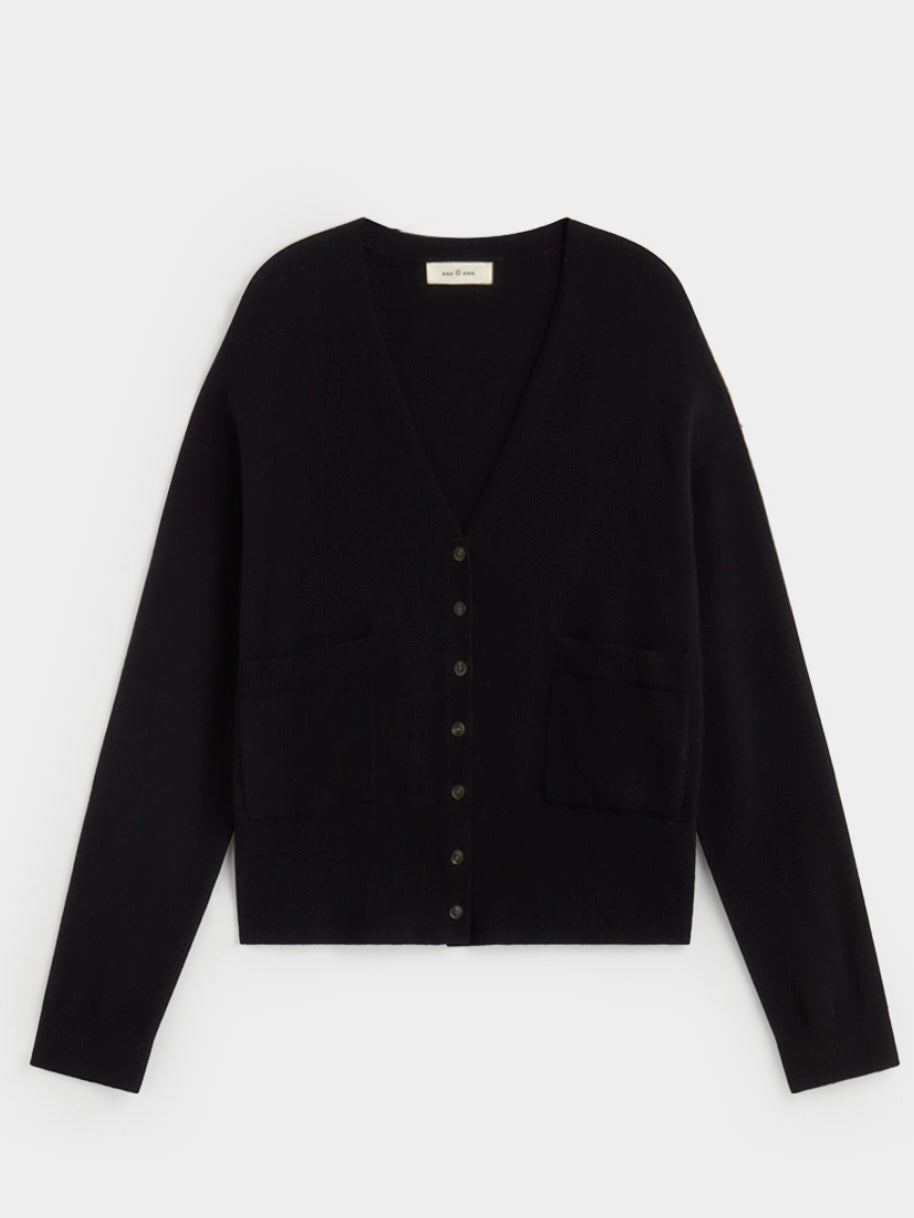 Black Patch Pocket Cardigan by Ese O Ese