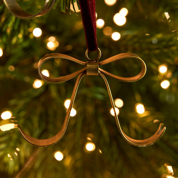 Steel Christmas Bow With Antique Brass Finish
