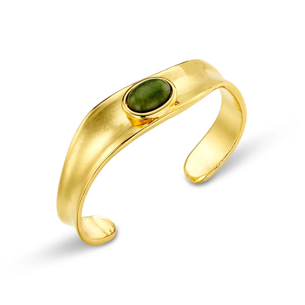Organic Semi-Precious Green Jade Cuff by Orelia