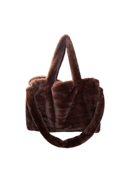 Chocolate Faux Fur Tote By Black Colour