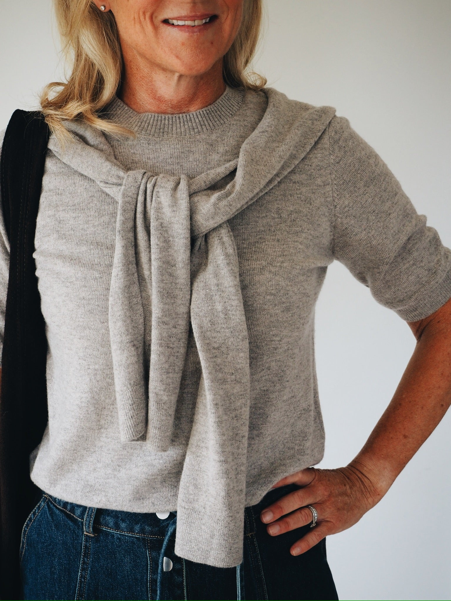 Brownish Grey Scarf Detail Knit By Yaya