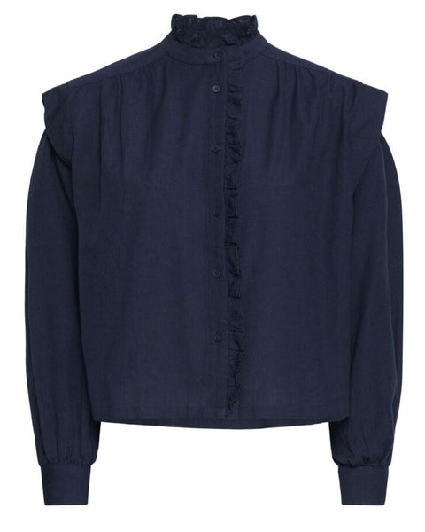 Midnight Smock Cotton Blouse by Ichi