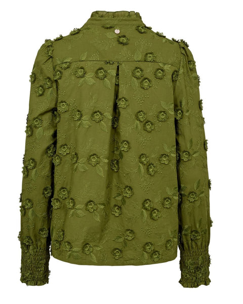 Olive Green Floral Appliqué Blouse by Nümph
