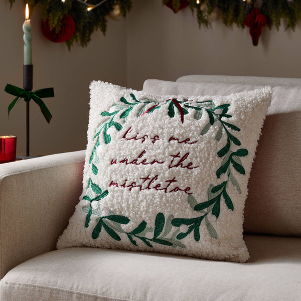 Mistletoe Wreath Cushion  45 x 45cm