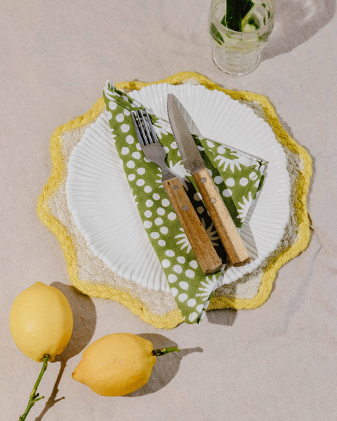 Yellow Sunburst Block Print Napkin